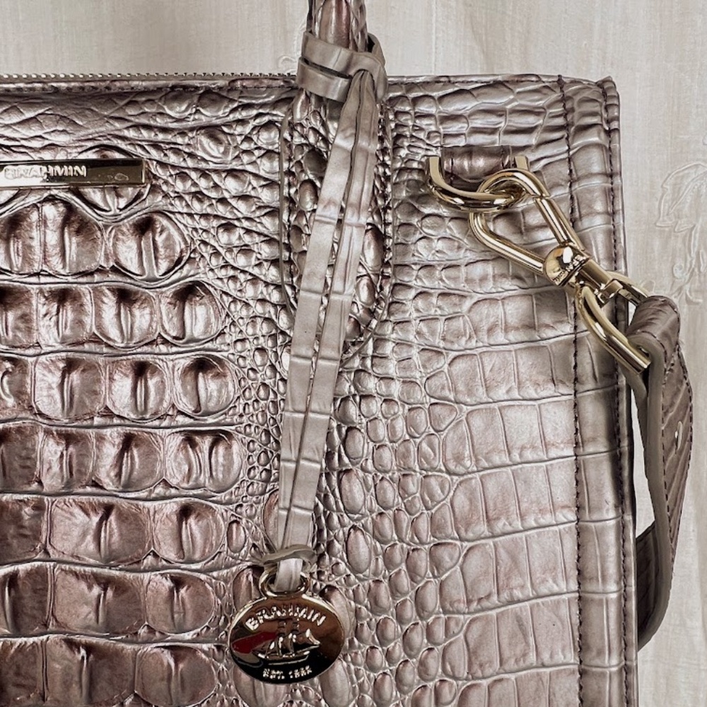 Brahmin Caroline Silver Lining Melbourne Satchel NWOT - Picture 7 of 15